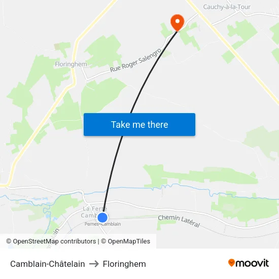 Camblain-Châtelain to Floringhem map