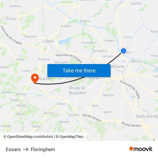 Essars to Floringhem map