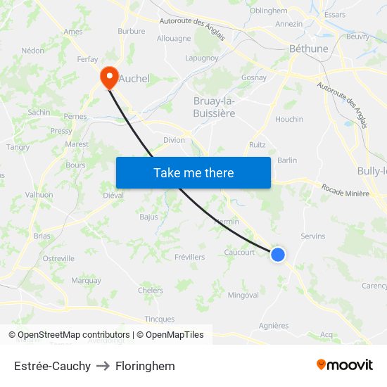 Estrée-Cauchy to Floringhem map