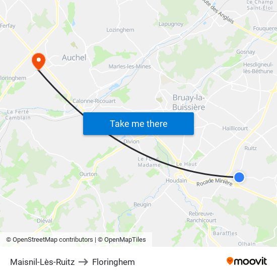 Maisnil-Lès-Ruitz to Floringhem map