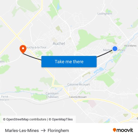 Marles-Les-Mines to Floringhem map