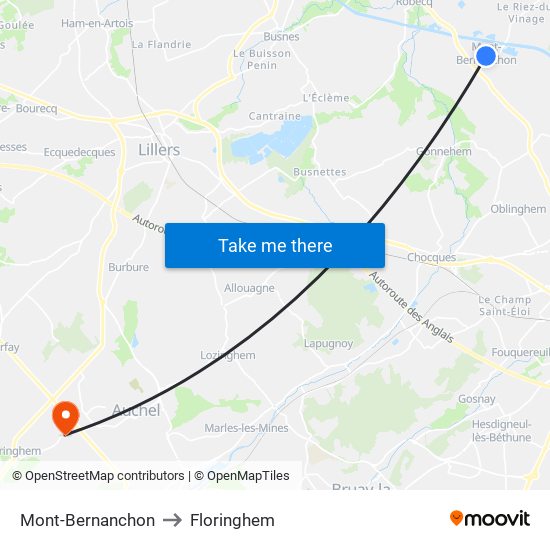 Mont-Bernanchon to Floringhem map