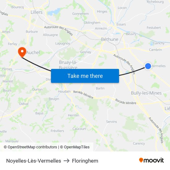 Noyelles-Lès-Vermelles to Floringhem map