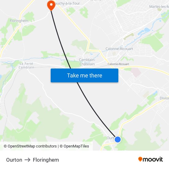 Ourton to Floringhem map