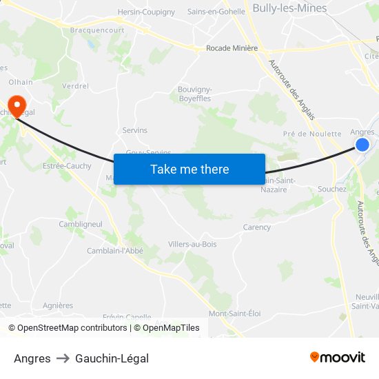Angres to Gauchin-Légal map