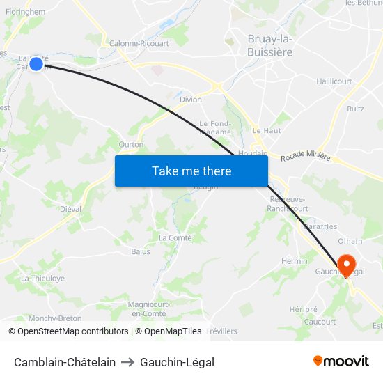 Camblain-Châtelain to Gauchin-Légal map