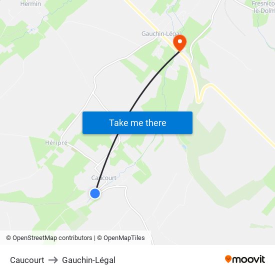 Caucourt to Gauchin-Légal map