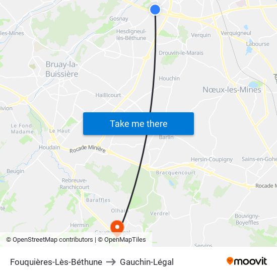 Fouquières-Lès-Béthune to Gauchin-Légal map