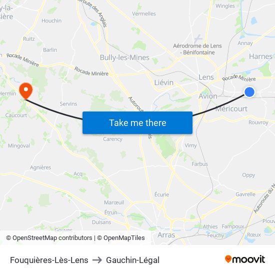 Fouquières-Lès-Lens to Gauchin-Légal map