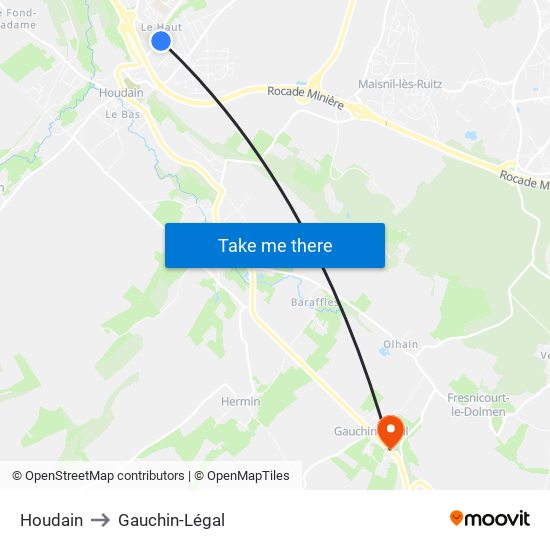 Houdain to Gauchin-Légal map