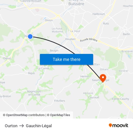 Ourton to Gauchin-Légal map