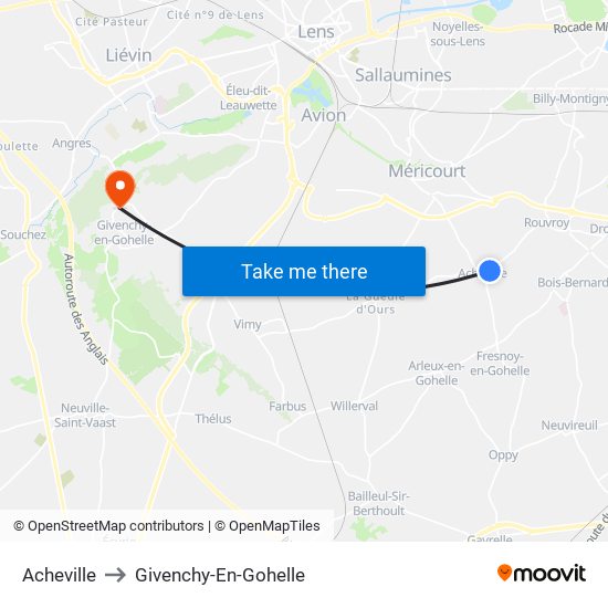 Acheville to Givenchy-En-Gohelle map