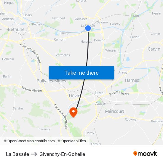 La Bassée to Givenchy-En-Gohelle map