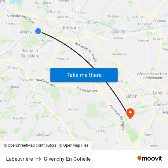 Labeuvrière to Givenchy-En-Gohelle map