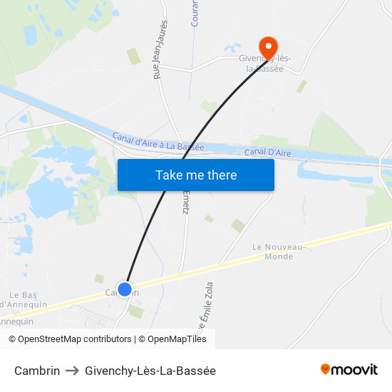 Cambrin to Givenchy-Lès-La-Bassée map