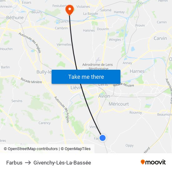Farbus to Givenchy-Lès-La-Bassée map