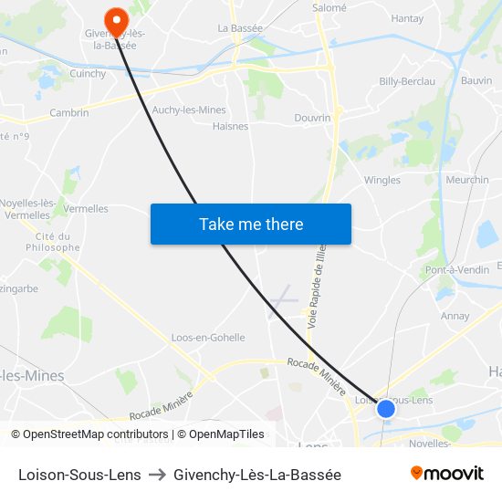 Loison-Sous-Lens to Givenchy-Lès-La-Bassée map
