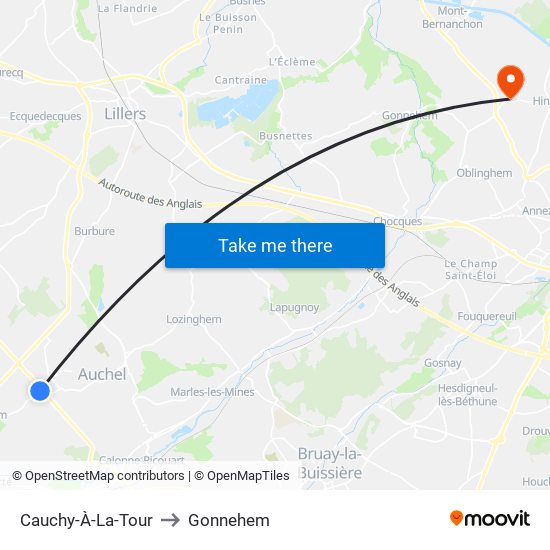 Cauchy-À-La-Tour to Gonnehem map