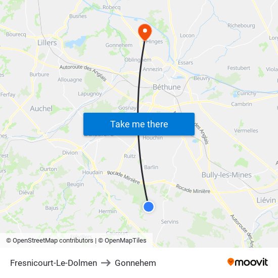 Fresnicourt-Le-Dolmen to Gonnehem map