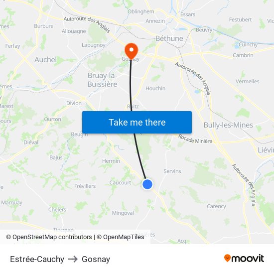 Estrée-Cauchy to Gosnay map