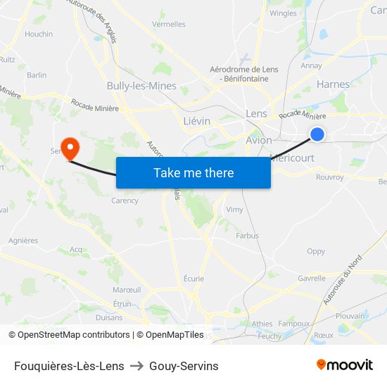 Fouquières-Lès-Lens to Gouy-Servins map