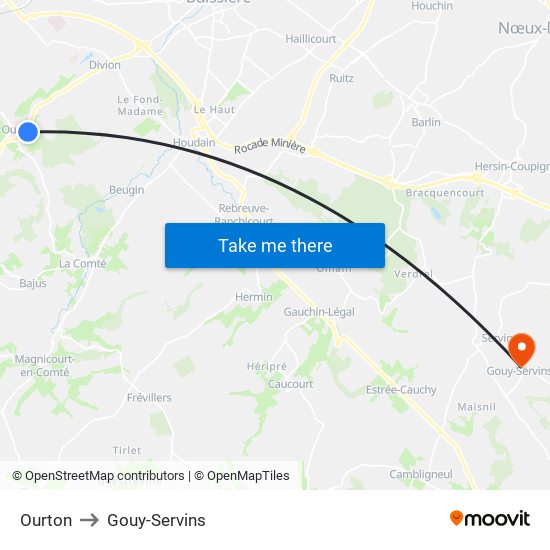 Ourton to Gouy-Servins map