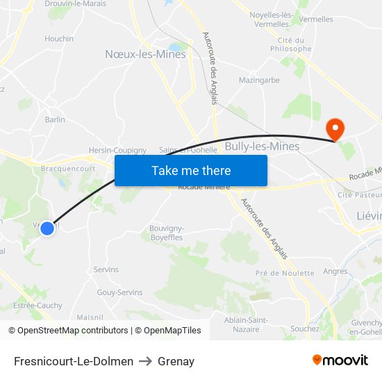 Fresnicourt-Le-Dolmen to Grenay map