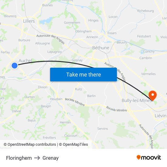 Floringhem to Grenay map