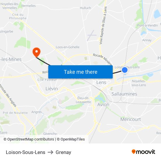 Loison-Sous-Lens to Grenay map