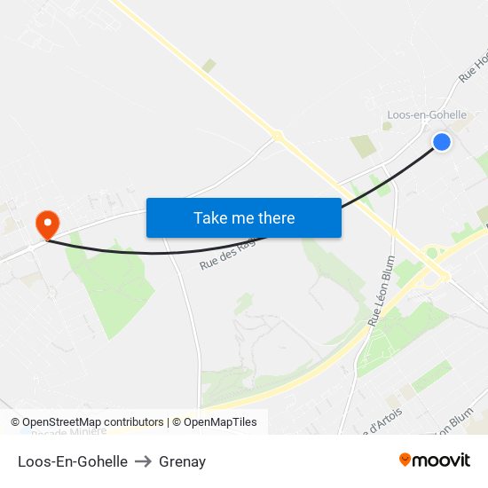 Loos-En-Gohelle to Grenay map