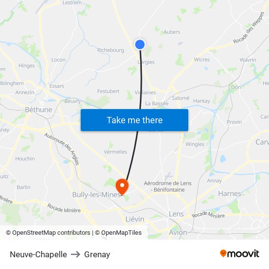 Neuve-Chapelle to Grenay map