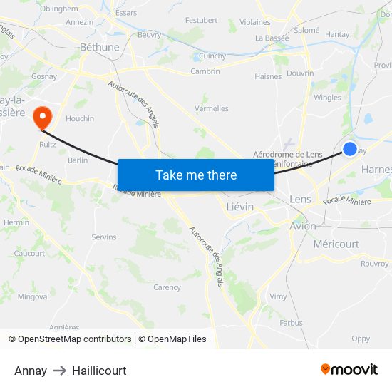 Annay to Haillicourt map