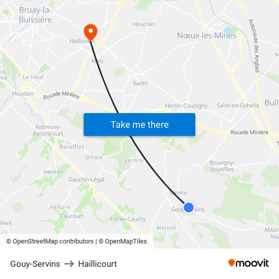 Gouy-Servins to Haillicourt map