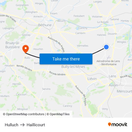 Hulluch to Haillicourt map