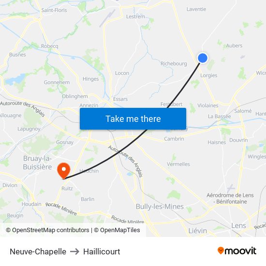 Neuve-Chapelle to Haillicourt map