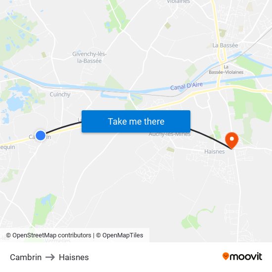 Cambrin to Haisnes map