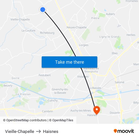 Vieille-Chapelle to Haisnes map