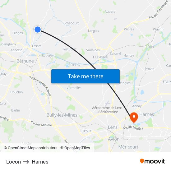 Locon to Harnes map