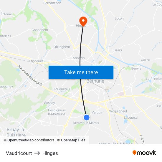 Vaudricourt to Hinges map