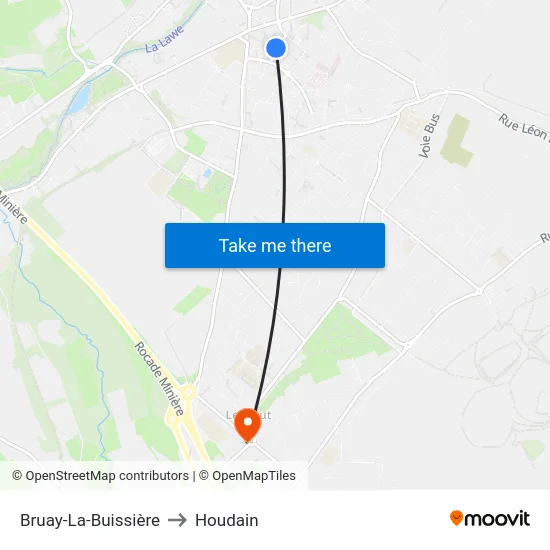 Bruay-La-Buissière to Houdain map