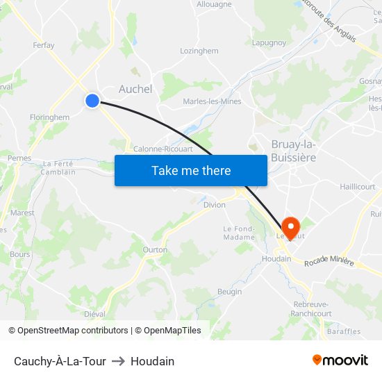 Cauchy-À-La-Tour to Houdain map