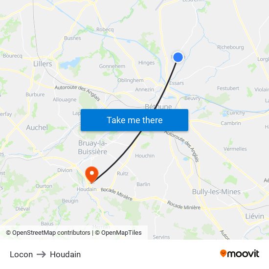 Locon to Houdain map