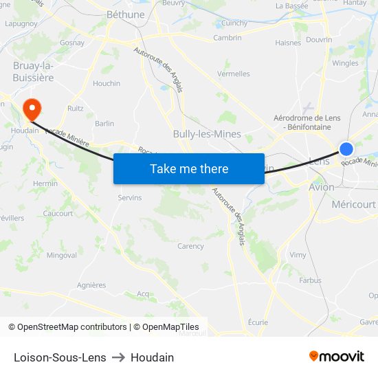 Loison-Sous-Lens to Houdain map