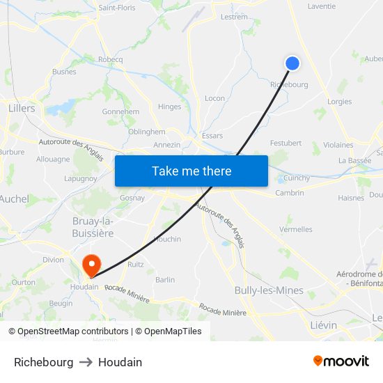 Richebourg to Houdain map