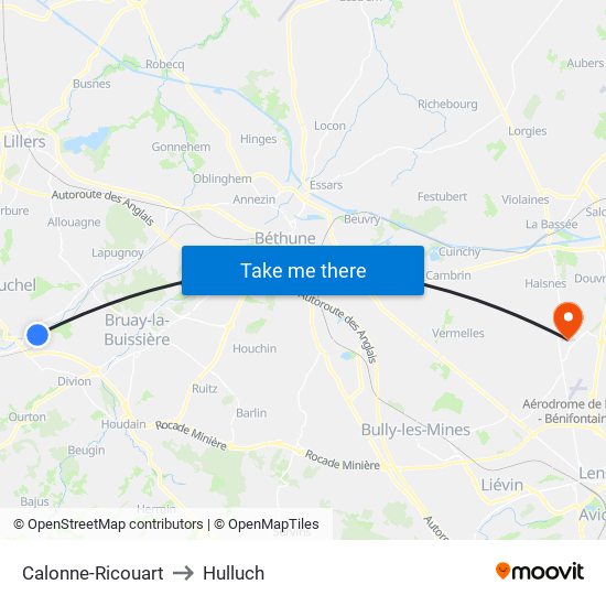 Calonne-Ricouart to Hulluch map