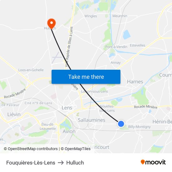 Fouquières-Lès-Lens to Hulluch map