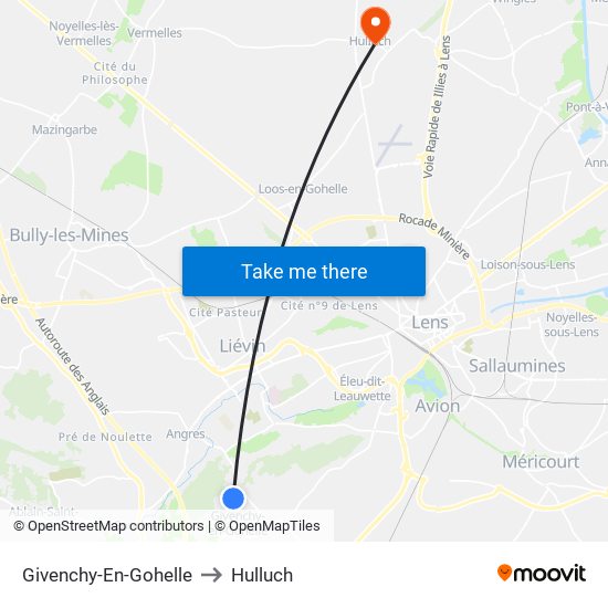 Givenchy-En-Gohelle to Hulluch map