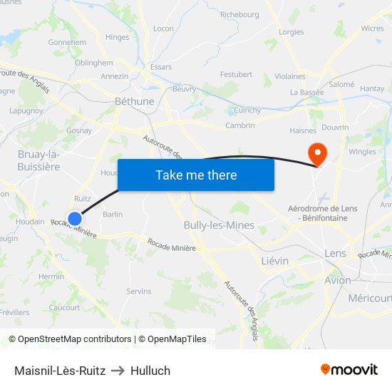 Maisnil-Lès-Ruitz to Hulluch map