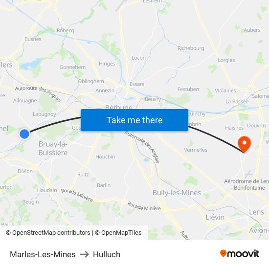 Marles-Les-Mines to Hulluch map