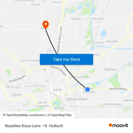 Noyelles-Sous-Lens to Hulluch map